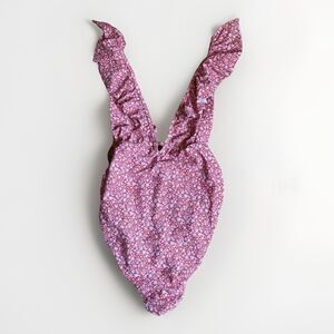 Pinkblush Floral Ruffle One Piece Swimsuit - Purple and White